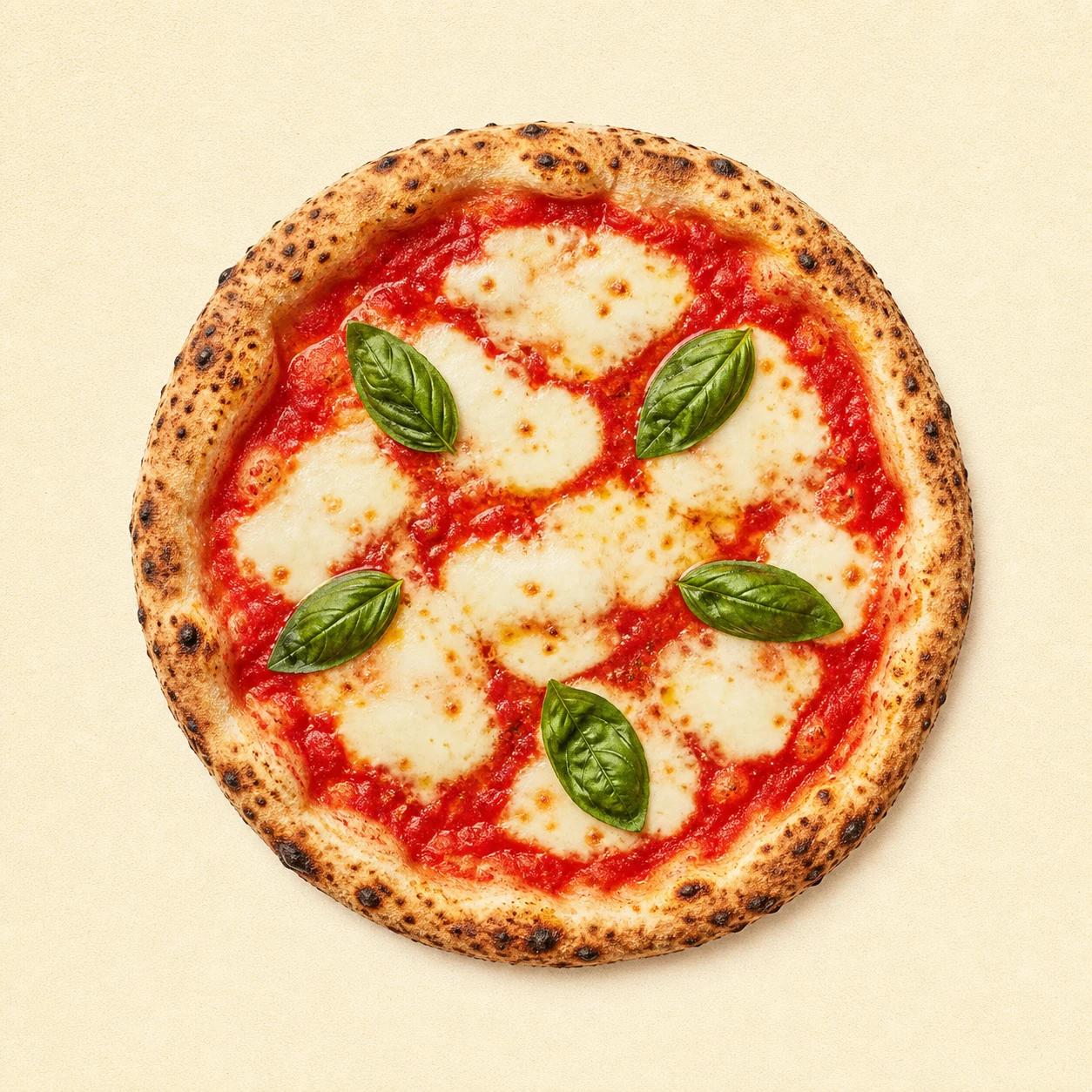 Pizza margherita vista dall’alto